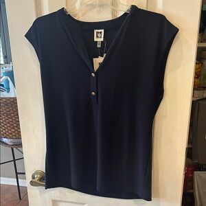 Anne Klein Navy Blue Blouse